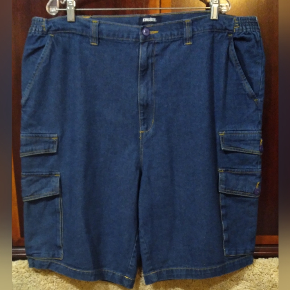 Men Denim Cargo Shorts By King Size 46